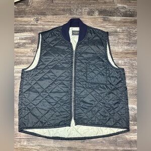 Vintage OshKosh Quilted Vest XL Talon Zipper Navy Workwear
